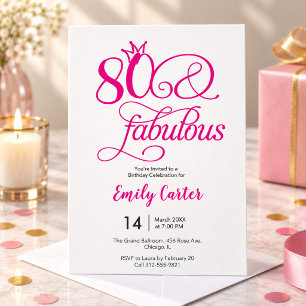 Tachtig & Fabulous Script Roze 80ste Verjaardagsfe Kaart