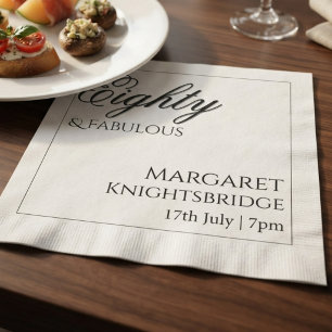 Tachtig & Fabulous Script Wit Zwart Verjaardag Servet