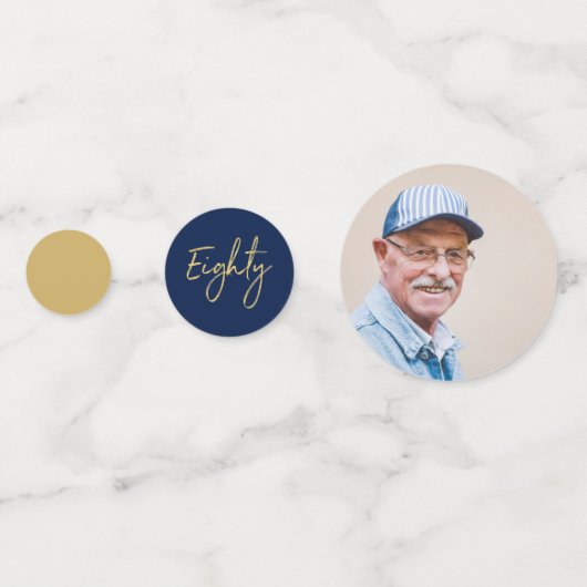 tachtig | Goud en zeemacht Modern 80e verjaardag Confetti (Achterkanten)