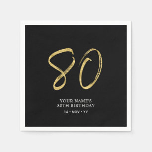 Tachtig Goud & Zwarte Lettering 80ste Verjaardag Servet