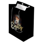 Tachtig gouden schrift en aangepaste foto 80ste ve medium cadeauzakje (Voorkant Gekanteld)