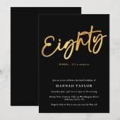 Tachtig Modern Elegant Zwart Goud 80e Verjaardag Kaart (Voorkant / Achterkant)