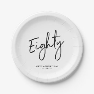 Tachtig Modern Lettering 80ste Verjaardagsfeestje Papieren Bordje