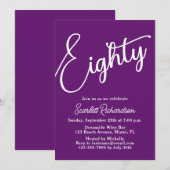 Tachtig Modern Schrift Herfst Paars 80ste Verjaard Kaart (Voorkant / Achterkant)