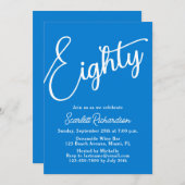 Tachtig Modern Script Blauw 80ste Verjaardagsfeest Kaart (Voorkant / Achterkant)