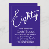 Tachtig modern script Paarse 80ste verjaardagsfees Kaart (Voorkant / Achterkant)