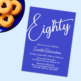 Tachtig Modern Script Royal Blue 80ste verjaardag Kaart