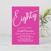 Tachtig Modern Script Roze 80ste Verjaardagsfeestj Kaart (Staand voorkant)