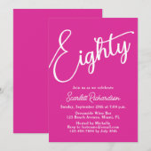 Tachtig Modern Script Roze 80ste Verjaardagsfeestj Kaart (Voorkant / Achterkant)