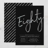 tachtig | Modern zilver & zwart 80ste verjaardagsf Kaart (Voorkant / Achterkant)