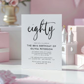 tachtig | Moderne 80e zwart-wit verjaardagsfeest Magnetische Uitnodiging