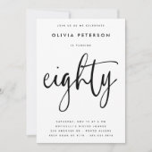 tachtig | Moderne B & W 80ste verjaardag partij ty Kaart (Voorkant)