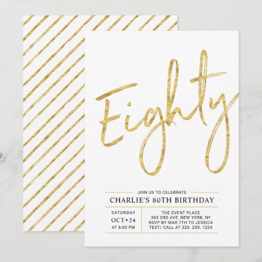 tachtig | Moderne goudpenseel 80e verjaardag Kaart (Voorkant / Achterkant)