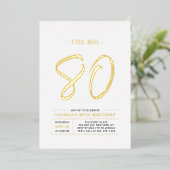 tachtig | Moderne goudprijs 80e verjaardag Folie Uitnodiging (Staand Voorkant)