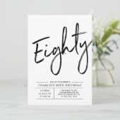 tachtig | Moderne Zwarte Borstel 80e verjaardag Kaart (Staand voorkant)