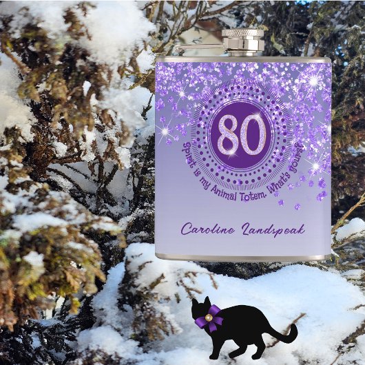 Tachtig & Paarse Glitter & Drink Quote Heupfles