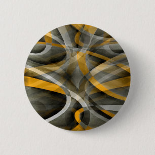 Tachtig Retro Mosterd Geel en Grijs Abstract Cu Ronde Button 5,7 Cm