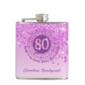 Tachtig & Roze Glitter & Drink Quote Heupfles (Voorkant)