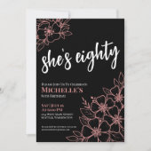 Tachtig zwart Roos Goud Roze 80ste Verjaardagsfees Kaart (Voorkant)