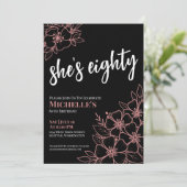 Tachtig zwart Roos Goud Roze 80ste Verjaardagsfees Kaart (Staand voorkant)