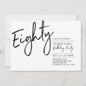 tachtig | Zwart & Wit Modern 80ste verjaardagsfees Kaart (Voorkant)