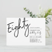 tachtig | Zwart & Wit Modern 80ste verjaardagsfees Kaart (Staand voorkant)