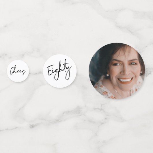 tachtig | Zwart & Wit Moderne 80e Verjaardag Foto Confetti (Achterkanten)