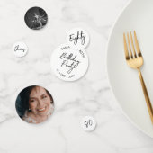 tachtig | Zwart & Wit Moderne 80e Verjaardag Foto Confetti (Groep)