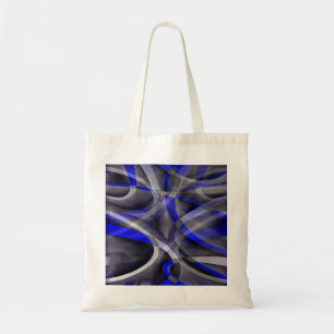 Tachtiger jaren Groovy Koningsblauw en Grijs Gebog Tote Bag