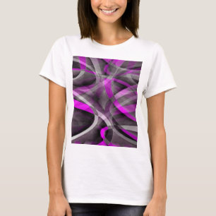 Tachtiger jaren Retro Magenta en Grijs Artistiek P T-shirt