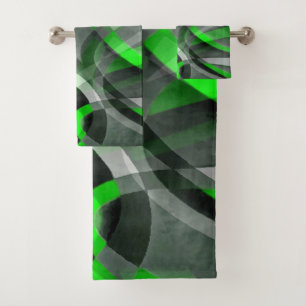 Tachtiger jaren Retro Neon Groen en Grijs Gebogen Bad Handdoek