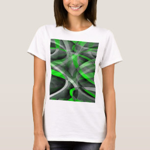 Tachtiger jaren Retro Neon Groen en Grijs Gebogen T-shirt