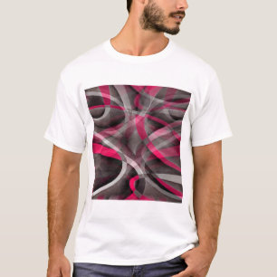 Tachtiger jaren Roze en Grijs Funky Patroon T-shirt