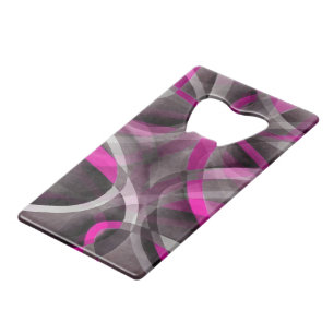 Tachtiger jaren stijl Fuchsia Roze en Grijs Curven Creditkaart Flessenopener