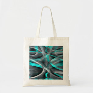 Tachtiger jaren turquoise en grijze gebogen lijnpa tote bag