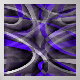 Tachtiger jaren Vibes Paarsblauw en Grijs Funky Pa Poster