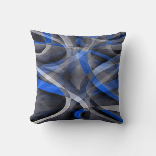 Tachtigerjaren Thema Koel Blauw Gebogen Lijnpatroo Kussen