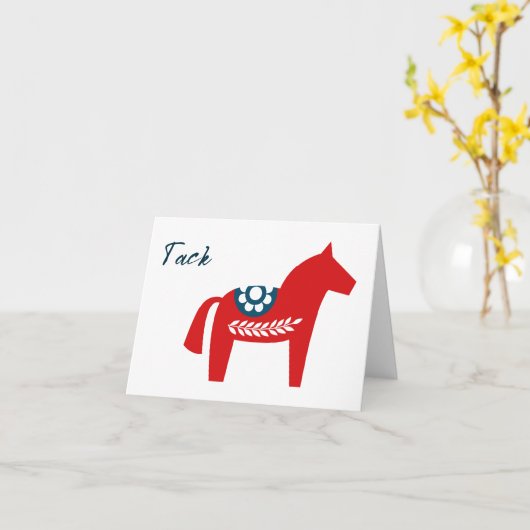 Tack Dala Horse Swedish Bedankt Kaart (Gele Bloem)