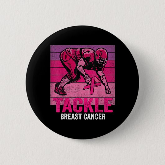 Tackle Borstkanker Bewustzijn Voetbal Borst Ronde Button 5,7 Cm (Voorkant)