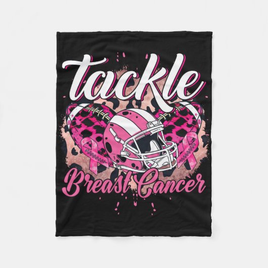 Tackle Borstkanker Bewustzijn Voetbal Helm Pink Fleece Deken (Voorkant)
