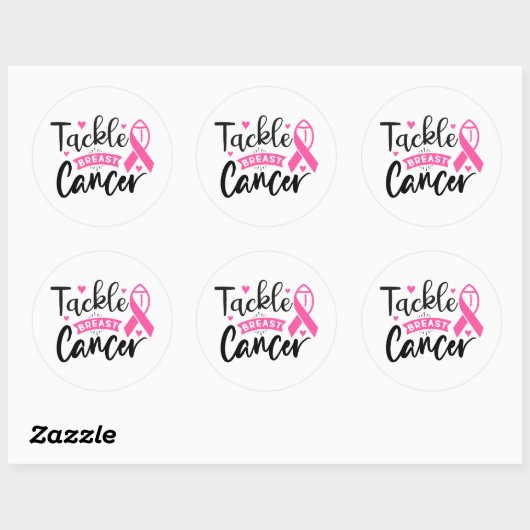 Tackle Breast Cancer Awareness Ronde Sticker (Vel)