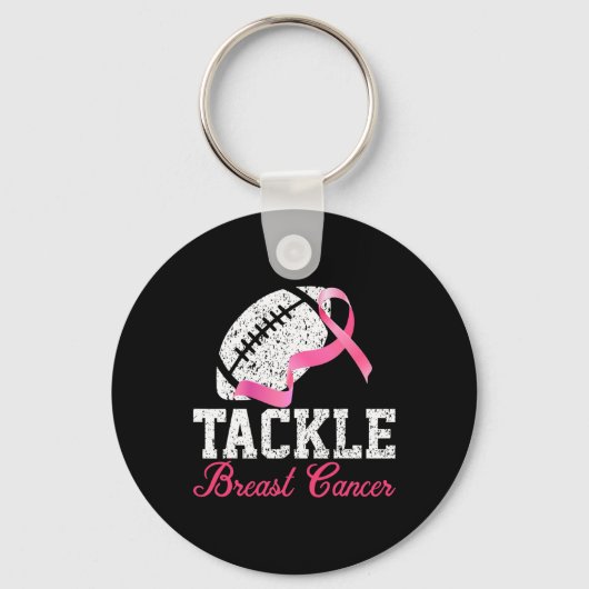 Tackle Breast Cancer Football Survivor Roze lint Sleutelhanger (Voorkant)