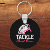 Tackle Breast Cancer Football Survivor Roze lint Sleutelhanger (Voorkant)
