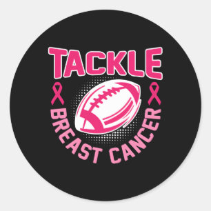 Tackle Breast Cancer K Ribbon Awareness Football Ronde Sticker