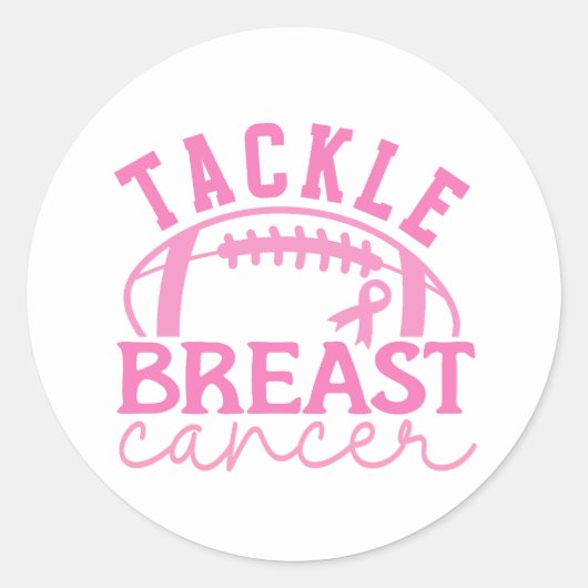 Tackle Breast Cancer Pink Ribbon Awareness Ronde Sticker (Voorkant)