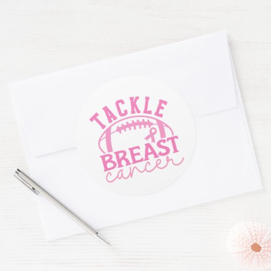 Tackle Breast Cancer Pink Ribbon Awareness Ronde Sticker (Envelop)