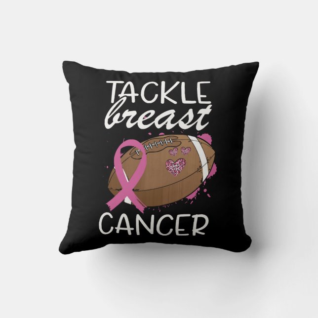 Tackle Cancer Borstkanker Bewustzijnslint  Kussen (Achterkant)