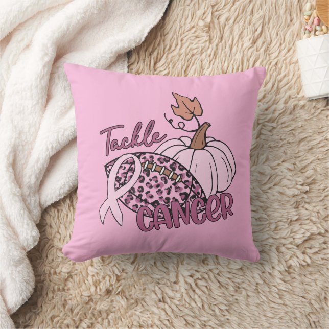 Tackle Cancer Football Pumpkin Borstkanker Kussen (Deken)