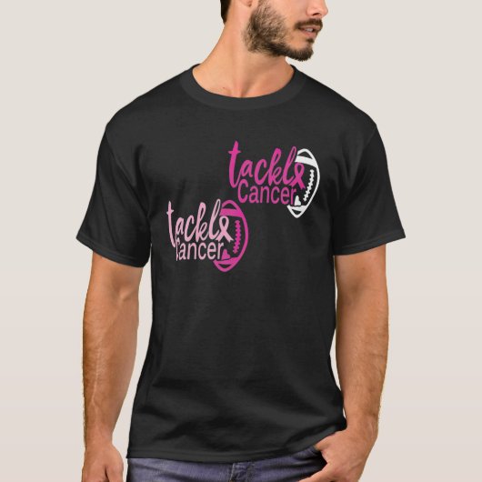 Tackle Cancer Football Ribbon Breast Cancer T-shirt (Voorkant)