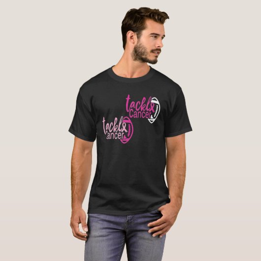 Tackle Cancer Football Ribbon Breast Cancer T-shirt (Voorkant volledig)